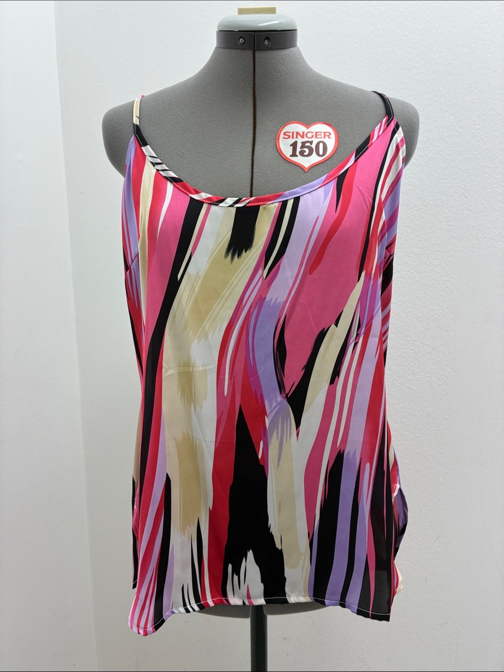 Milano Abstract Brushstroke Cami in Pink, Purple & Black